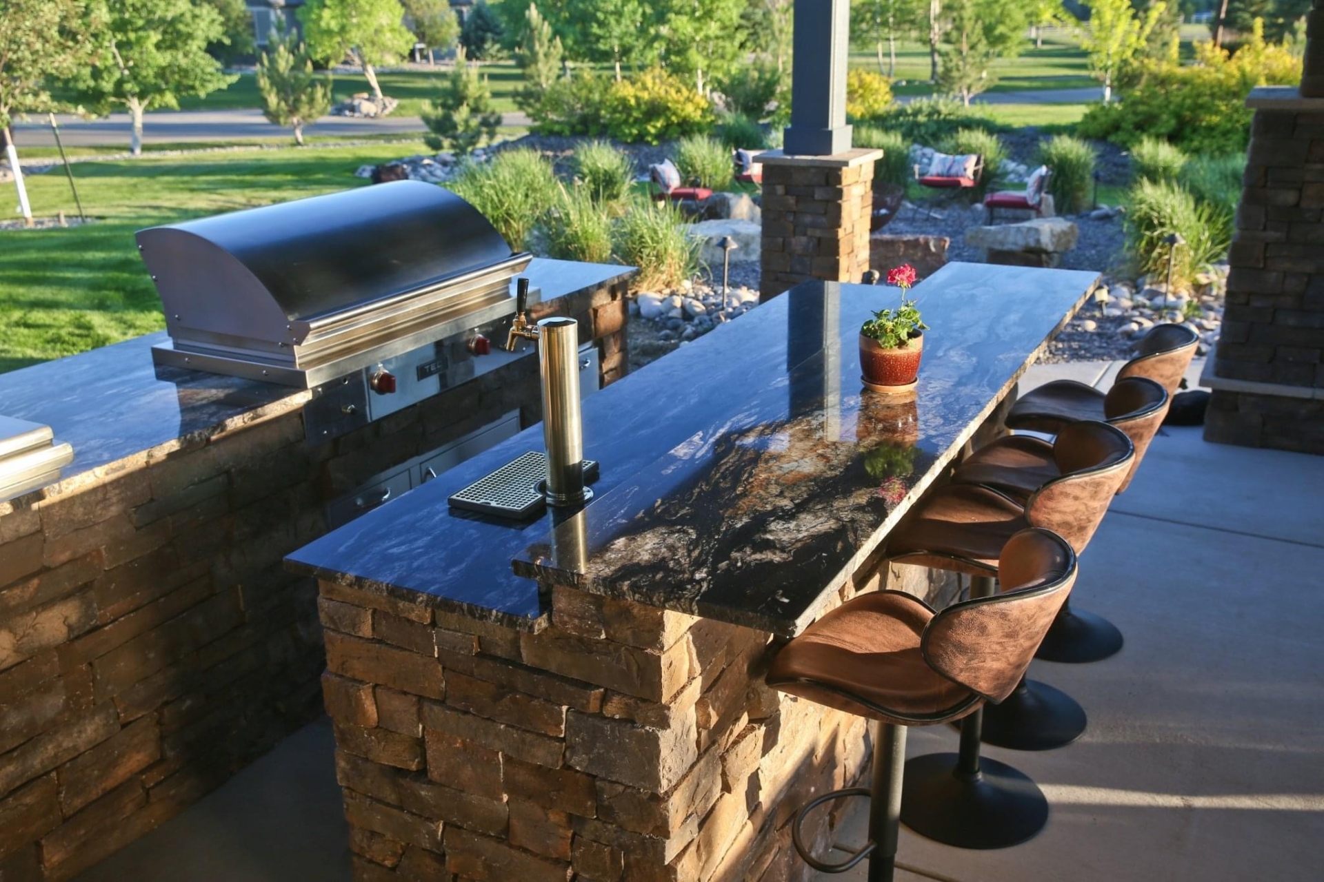 Outdoor Living Space Remodel - Natural Stone Countertop Billings Montana
